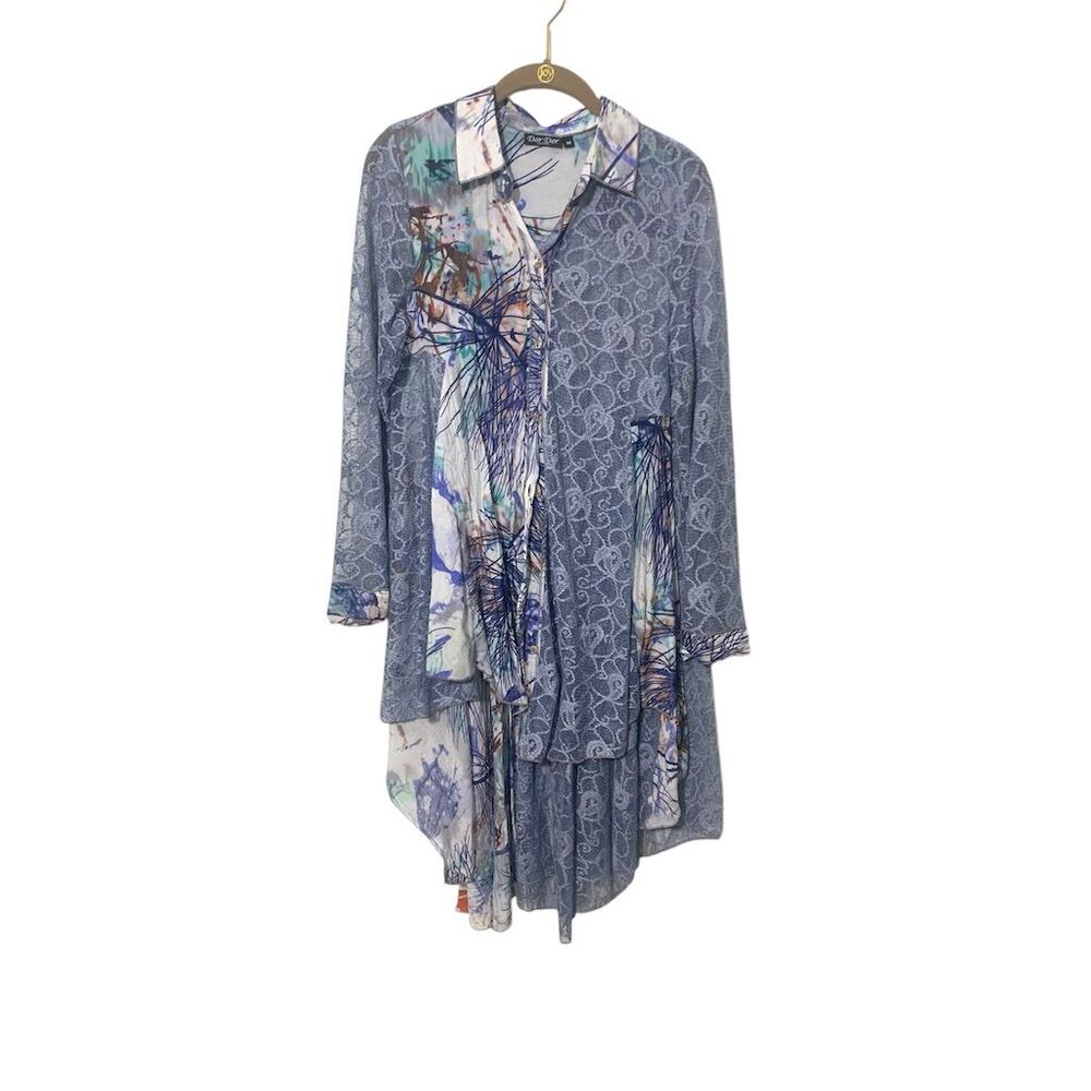 Dor Dor Women's Floral Lacey‎ mixed media  Blouse Multicolor Boho  Size M